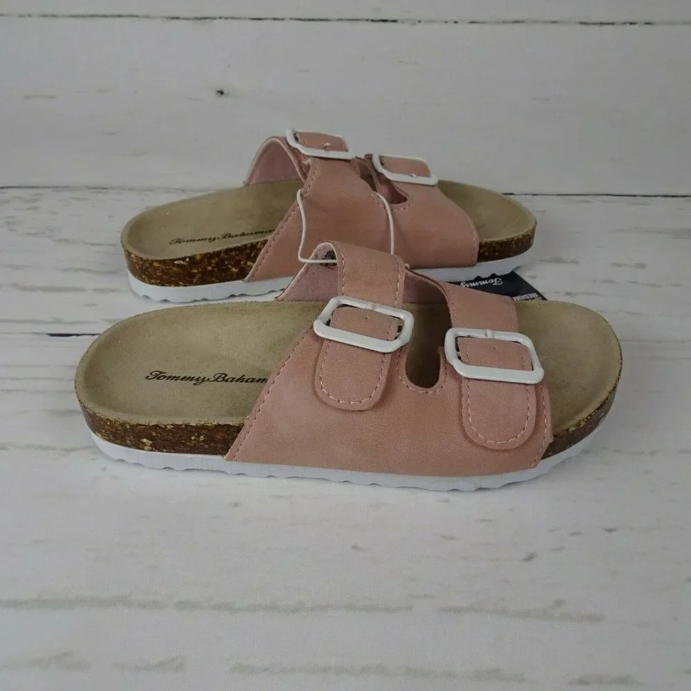 Tommy Bahama Girl's Sandals Double Strap Slip-On Shoes Blush Pink NWT M 12/13